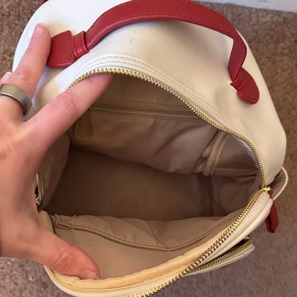 Charming Charlie White and Red Baseball Stitch Backpack - Picture 3 of 3